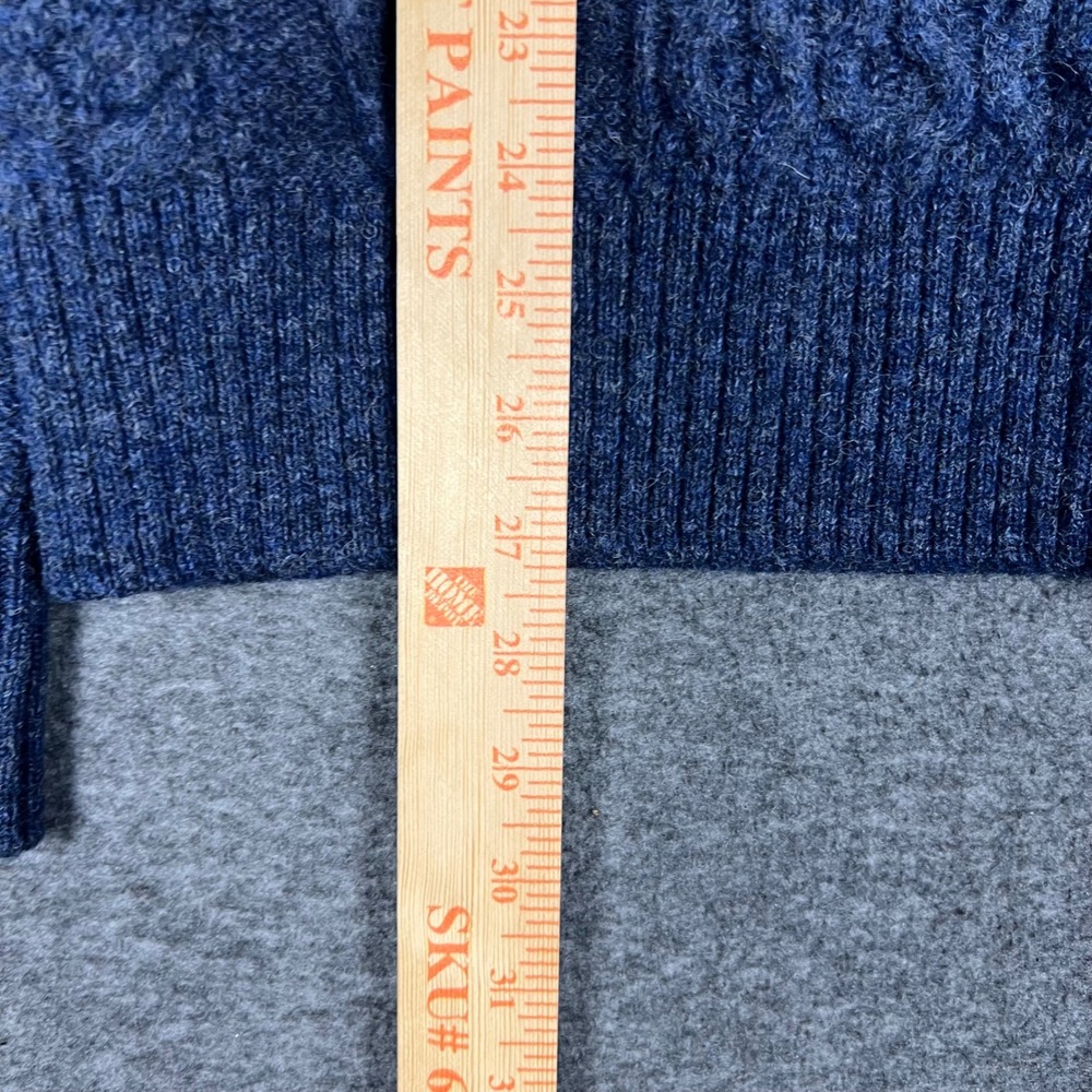 Brooks Brothers Cable Knit Sweater Mens Medium Blue Wool Blend Crewneck Pullover - Picture 5 of 8